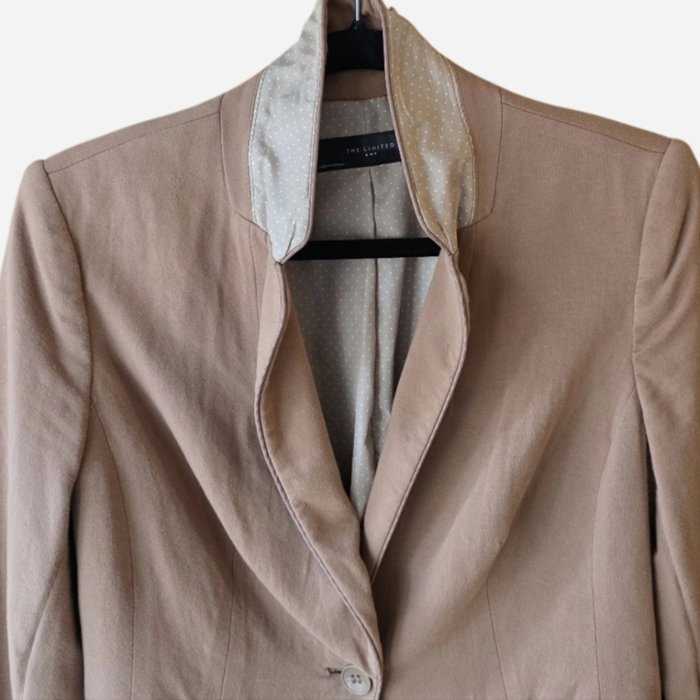 Women's Tan Blazer The Limited With Polka Dots - Picture 3 of 8